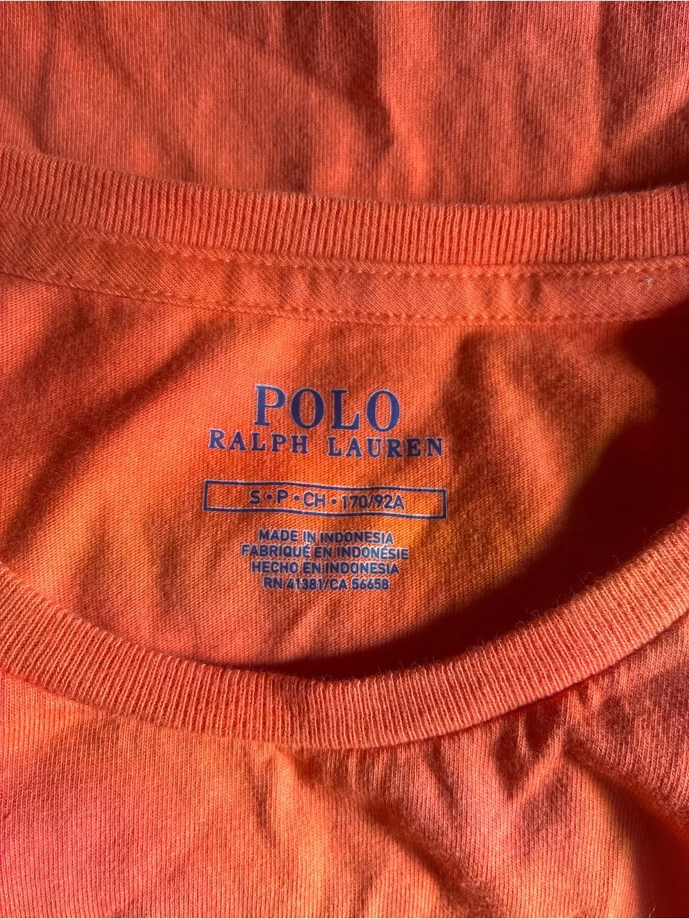 Polo by Ralph Lauren Bright Orange Crew Neck Tee with Blue Pony